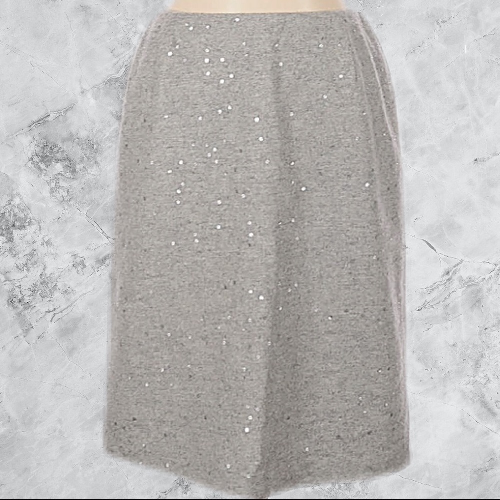 Ann Klein Wool Sequin Straight Skirt